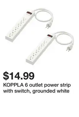Ikea KOPPLA 6 outlet power strip with switch, grounded white offer