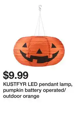 Ikea KUSTFYR LED pendant lamp, pumpkin battery operated/outdoor orange offer