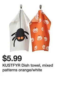 Ikea KUSTFYR Dish towel, mixed patterns orange/white offer