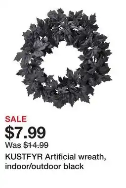 Ikea KUSTFYR Artificial wreath, indoor/outdoor black offer