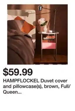 Ikea HAMPFLOCKEL Duvet cover and pillowcase(s), brown, Full/Queen (Double/Queen) offer