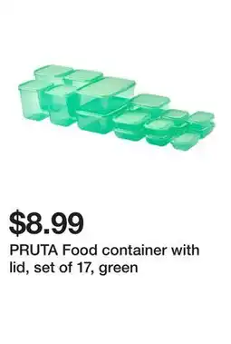 Ikea PRUTA Food container with lid, set of 17, green offer