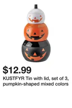 Ikea KUSTFYR Tin with lid, set of 3, pumpkin-shaped mixed colors offer