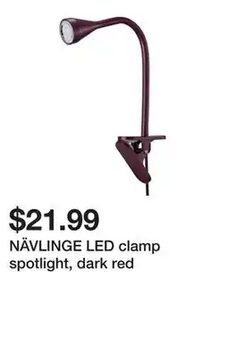 Ikea NÄVLINGE LED clamp spotlight, dark red offer