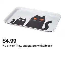 Ikea KUSTFYR Tray, cat pattern white/black offer