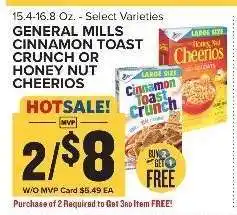 Food Lion General Mills Cinnamon Toast Crunch or Honey Nut Cheerios offer