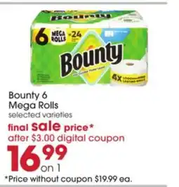 Giant Eagle Bounty 6 Mega Rolls offer