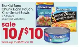 Giant Eagle StarKist Tuna Chunk Light, Pouch, Kit or Smart Bowls offer