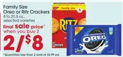 Giant Eagle Family Size Oreo or Ritz Crackers offer