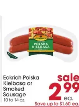 Giant Eagle Eckrich Polska Kielbasa or Smoked Sausage offer