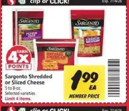 Safeway Sargento Shredded or Sliced Cheese offer