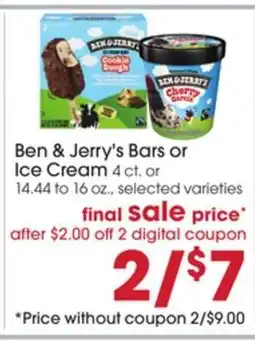 Giant Eagle Ben & Jerry’s bars or ice cream offer