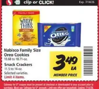 Safeway Nabisco Family Size Oreo Cookies offer
