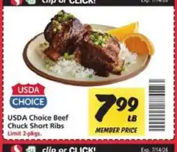 Safeway USDA Choice Beef Chuck Short Ribs offer
