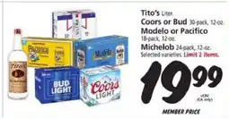 Safeway Tito's, Coors or Bud, Modelo or Pacifico, Michelob offer
