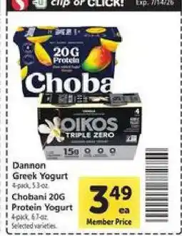 Safeway Chobani 20g Protein Yogurt offer
