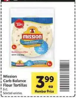 Safeway Mission Carb Balance Flour Tortillas offer