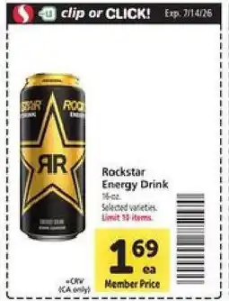 Safeway Rockstar Energy Drink offer