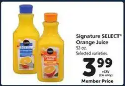 Safeway Signature Select Orange Juice offer