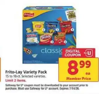 Safeway Frito Lay Variety Pack offer