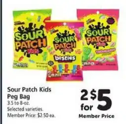 Safeway Sour Patch Kids Peg Bag offer