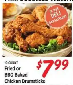 Rouses 10 COUNT Fried or BBQ Baked Chicken Drumsticks offer