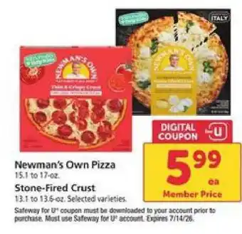 Safeway Newman's Own Pizza offer