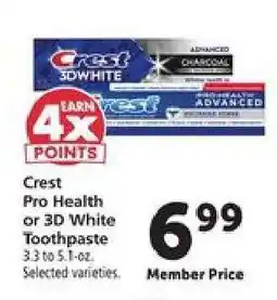 Safeway Crest Pro-Health or 3D White Toothpaste offer