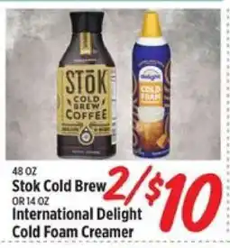 Rouses Stok Cold Brew or International Delight Cold Foam Creamer offer