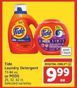 Albertsons Tide laundry detergent or pods offer
