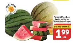 Albertsons Personal Seedless Watermelon or Tuscan Cantaloupe offer