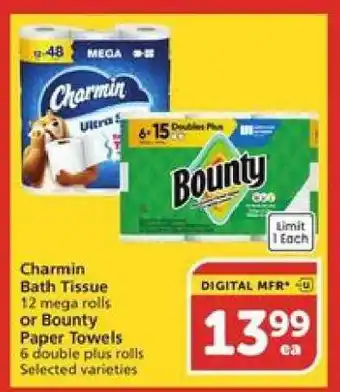 Albertsons Charmin Bath Tissue or Bounty Paper Towels offer