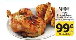 Albertsons Signature SELECT Thighs, Drumsticks or Whole Chicken offer