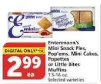 Albertsons Entenmann's Mini Snack Pies, Pop'ems, Mini Cakes, Popettes or Little Bites Muffins offer