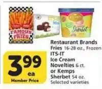 Albertsons Restaurant Brands Fries, ITS-IT Ice Cream Novelties, or Kemps Sherbet offer