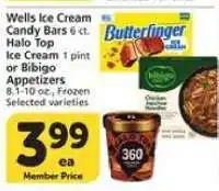 Albertsons Wells Ice Cream Candy Bars, Halo Top Ice Cream, or Bibigo Appetizers offer