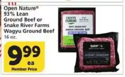 Albertsons Open Nature 93% Lean Ground Beef or Snake River Farms Wagyu Ground Beef offer