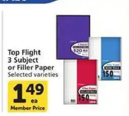 Albertsons Top Flight 3 Subject or Filler Paper offer