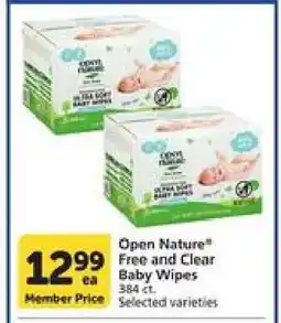 Albertsons Open Nature Free and Clear Baby Wipes offer