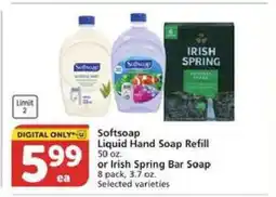 Albertsons Softsoap Liquid Hand Soap Refill or Irish Spring Bar Soap offer