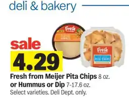Meijer Fresh from Meijer Pita Chips or Hummus or Dip offer
