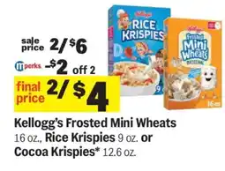Meijer Kellogg’s Frosted Mini Wheats, Rice Krispies, Cocoa Krispies offer