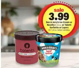 Meijer Ben & Jerry's Ice Cream or Talenti Sorbetto offer