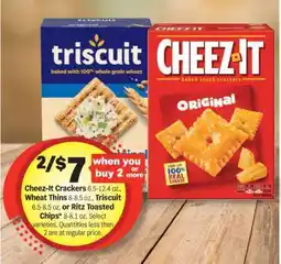 Meijer Cheez-It Crackers, Wheat Thins, Triscuit, Ritz Toasted Chips offer