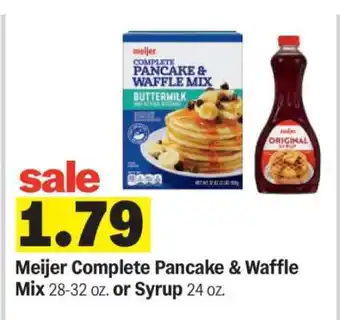 Meijer Meijer Complete Pancake & Waffle Mix or Syrup offer