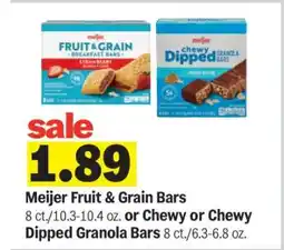 Meijer Meijer Fruit & Grain Bars or Chewy or Chewy Dipped Granola Bars offer