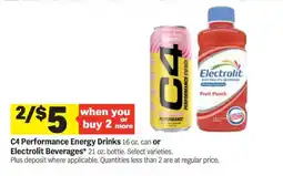 Meijer C4 Performance Energy Drinks or Electrolit Beverages offer