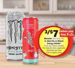 Meijer Monster or Alani Nu or Bloom Energy Drinks offer