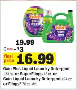 Meijer Gain Plus Liquid Laundry Detergent offer