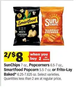 Meijer SunChips, Popcorners, Smartfood Popcorn or Frito-Lay Baked offer
